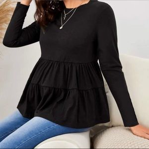 Black maternity peplum top